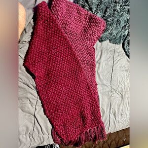Burgundy hand knitted scarf
